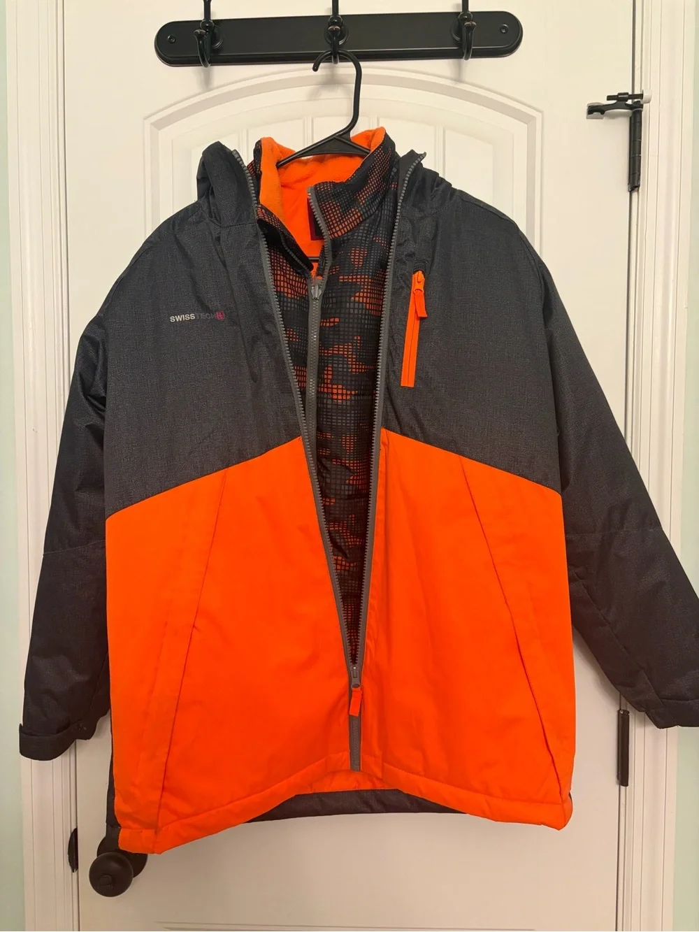 Swiss Tech Youth Orange and Gray Ski Jacket with Hood